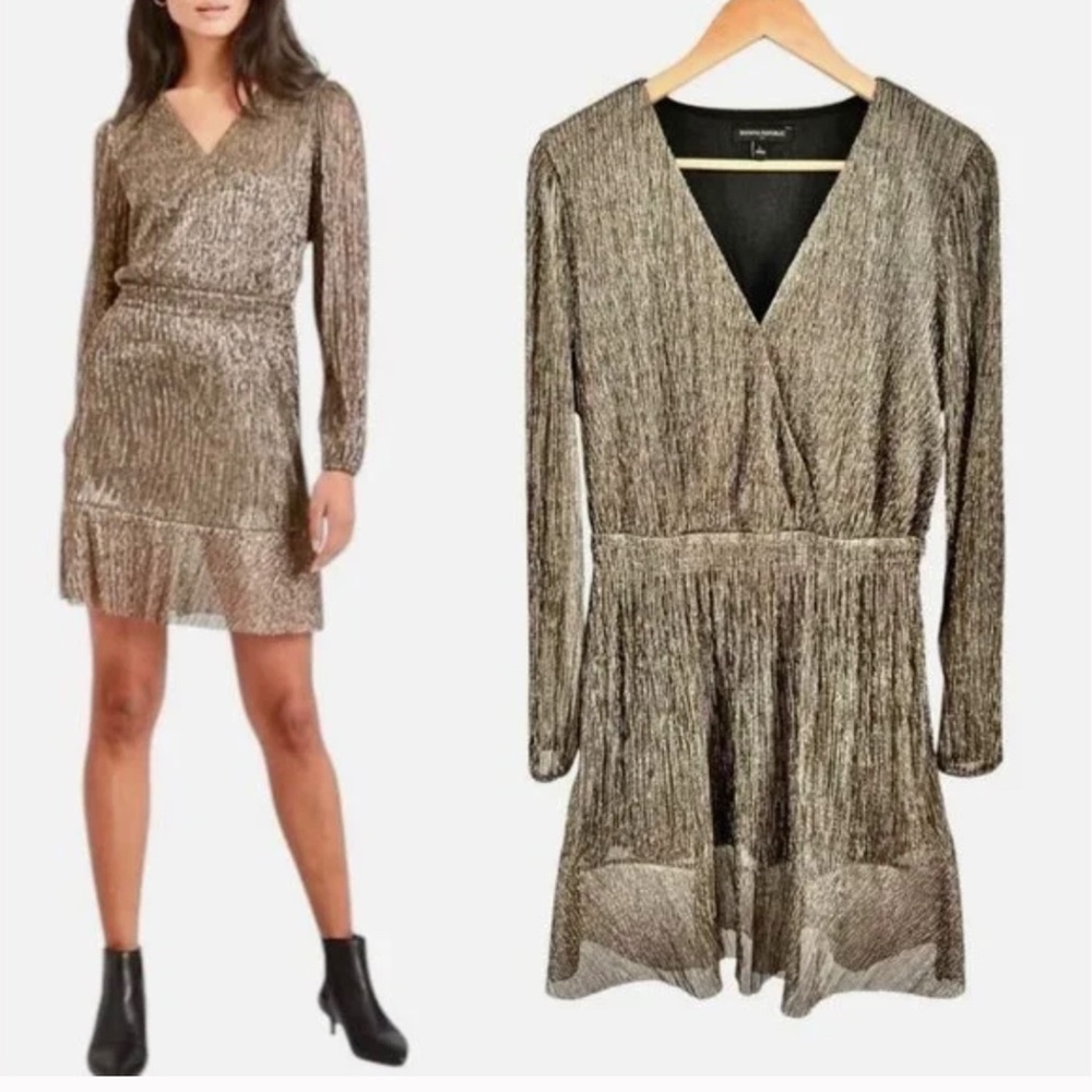 NEW Metallic Gold and Black Shimmer Mini Dress Size Medium